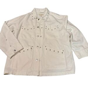 Women's Studded Oversized White Utility  Jean Jacket Universal Thread